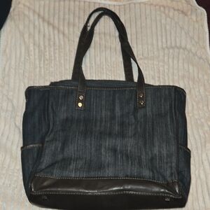 Thirty-One Denim and Brown Tote Bag